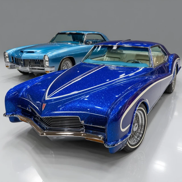 Custom Batmobile Buick Riviera Concept Car Blue Glitter