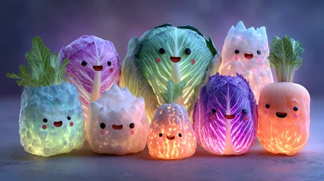 Happy Rotten Vegetables Kawaii Decay Faces