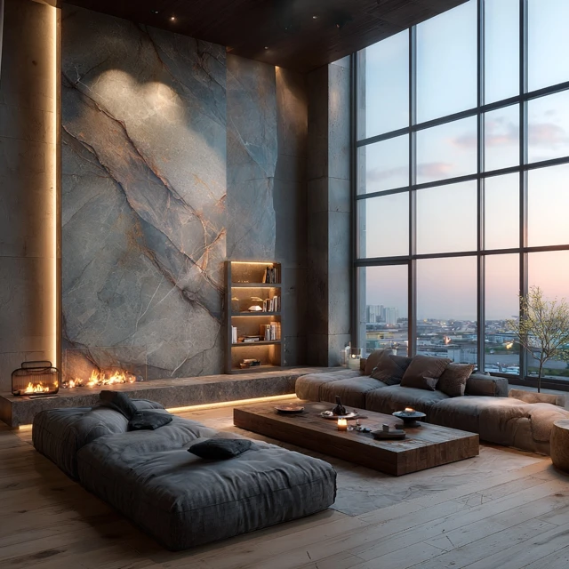 Modern Living Room Design with Large Window