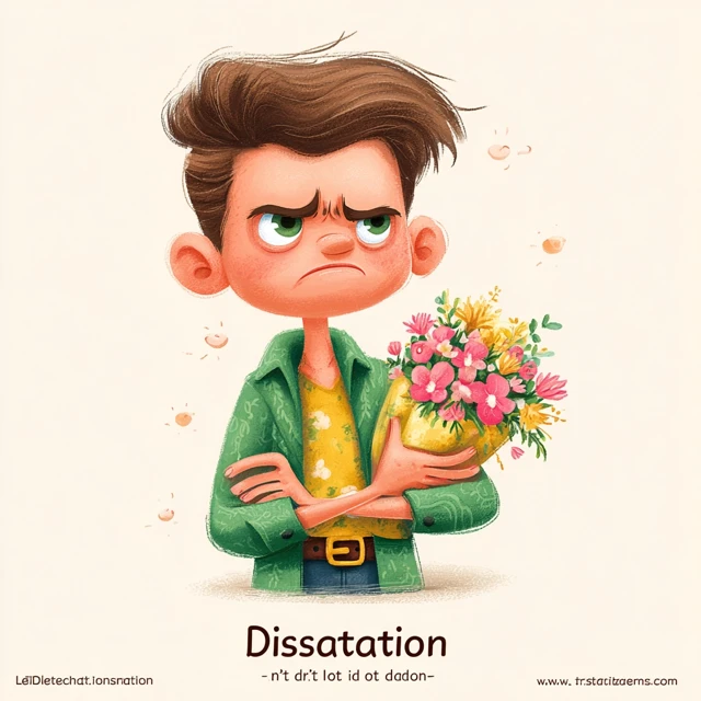 Dissatisfied Man with Flowers Illustration