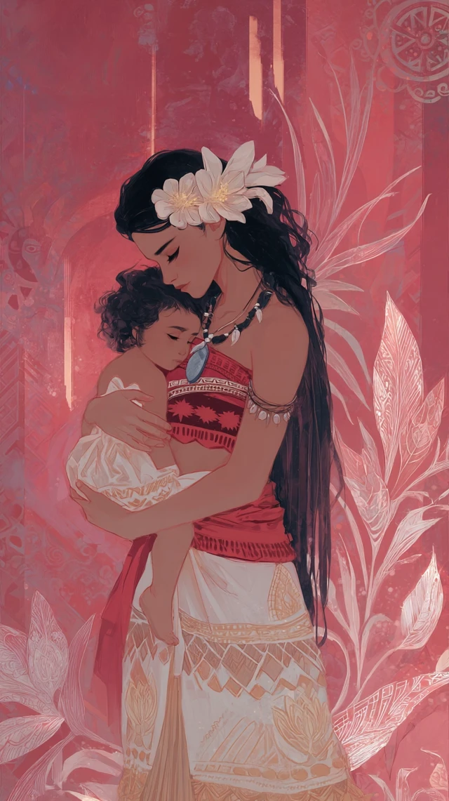 Mothers Day Polynesian Art Illustration