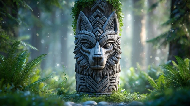 Wolf Totem Guardian in Magical Forest