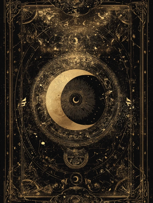 Goddess and Moon Tarot Card Art Astrological Symbols