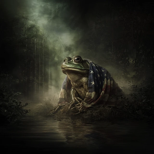 Cowboy Frog Patriot Rifle American Flag