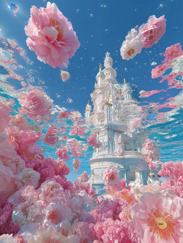 Underwater Dream Castle Baroque Architecture Floral