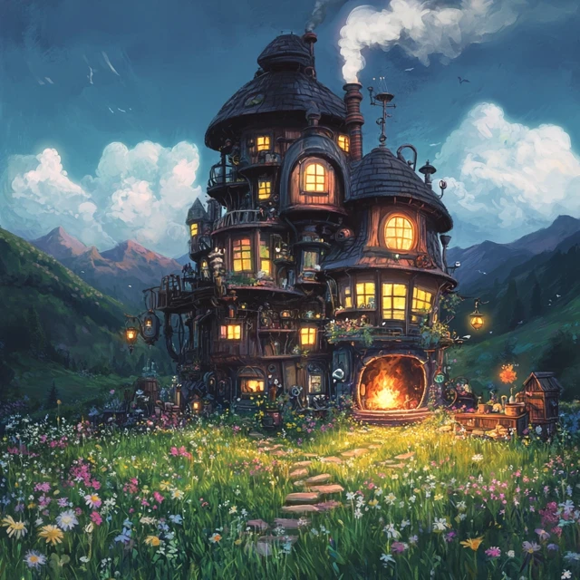 Whimsical Fantasy House Howls Moving Castle Inspired