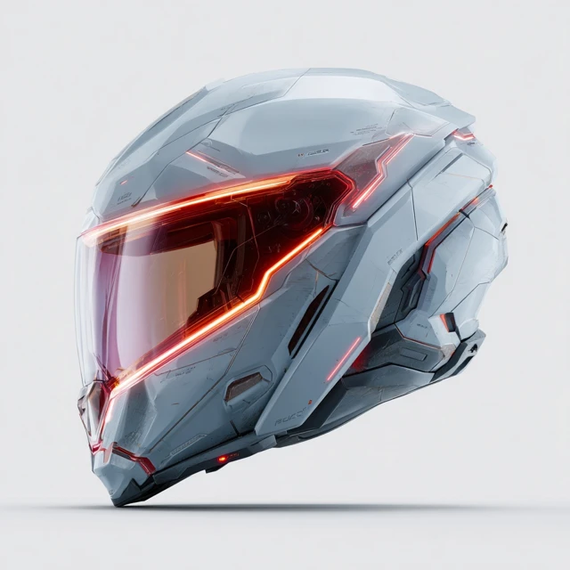 Futuristic Motorcycle Helmet LED Lighting Geometric Design