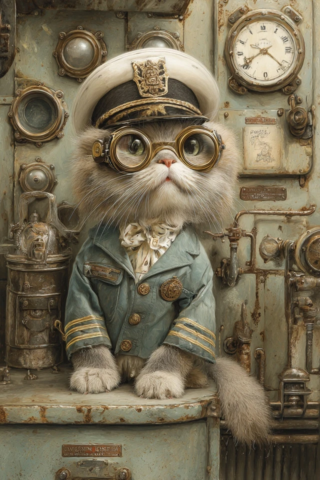 Captain Cat Full Body Illustration