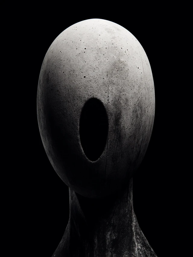 Abstract Character Design Oval Head Black Background