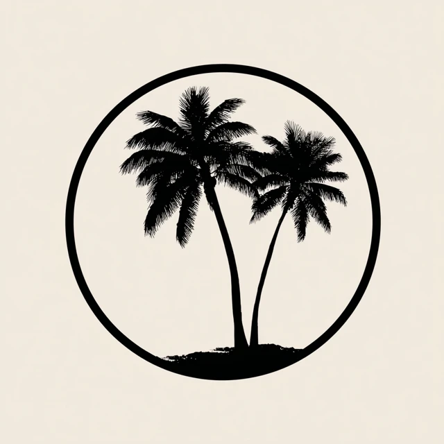Palm Tree Icon Black and White Simple Design