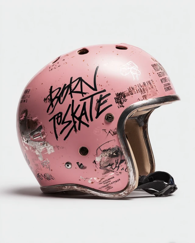 Pink Skateboard Helmet Born To Skate Product Photo