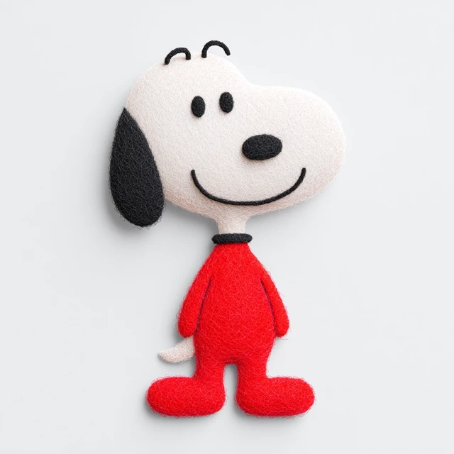 Snoopy 3D Felt Illustration on White Background