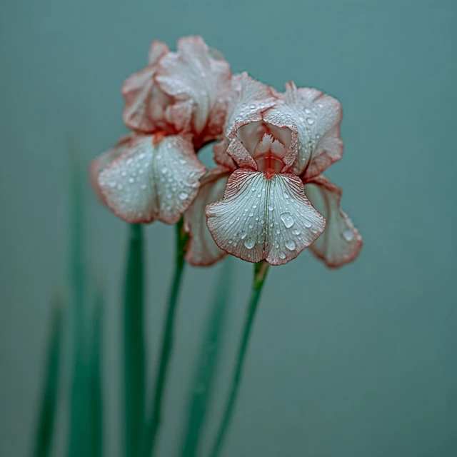 Iris Flower with Dewdrops Photography