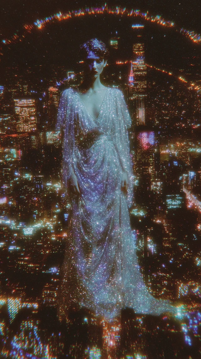 Cyberpunk Fashion with Neon Lights and Glitter