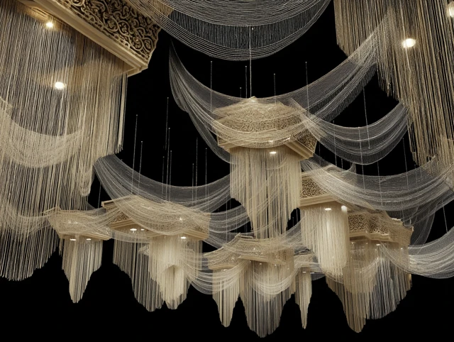 Korean Architecture Inspired Silk Installation