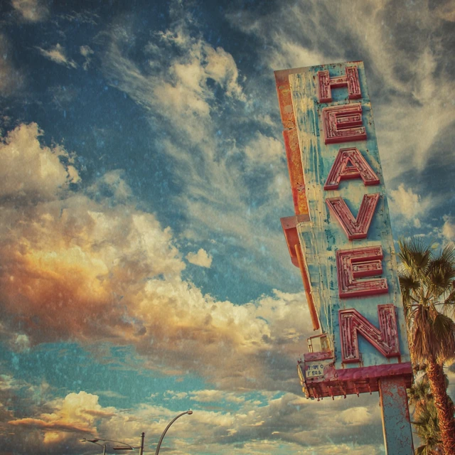 Heaven Sign Las Vegas Sunset Sky Vintage Neon