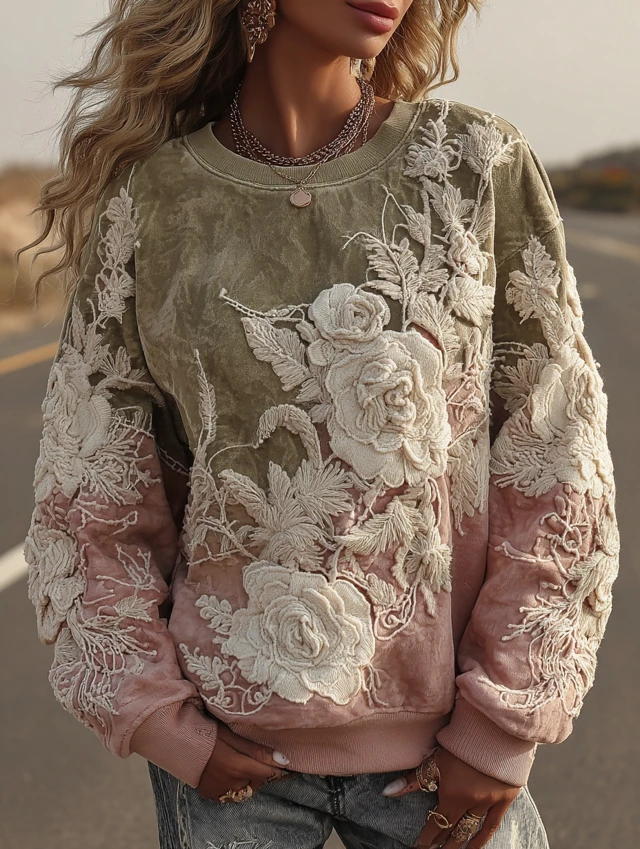 Boho Embroidered Hoodie Fashion Magazine Cover Style