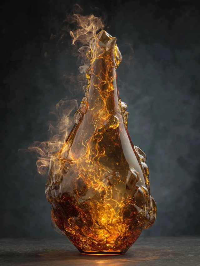 Golden Lava Vase Lamp Art Dark Background Creative Shape