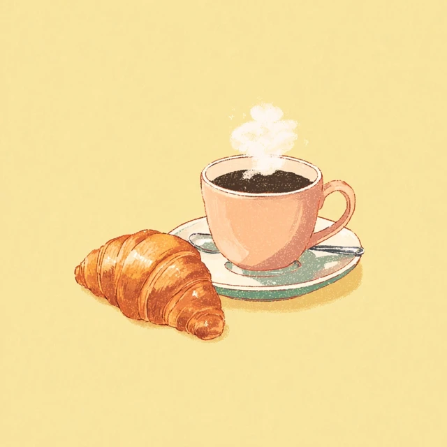 Coffee and Croissant Digital Illustration