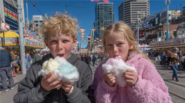 Kids with Cotton Candy at Calgary Stampede