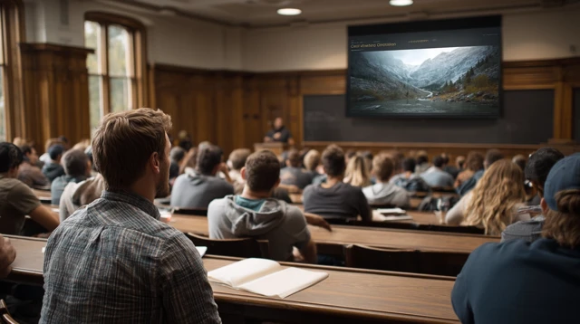 Lecture Hall Atmosphere: Cinematic Wide Shot