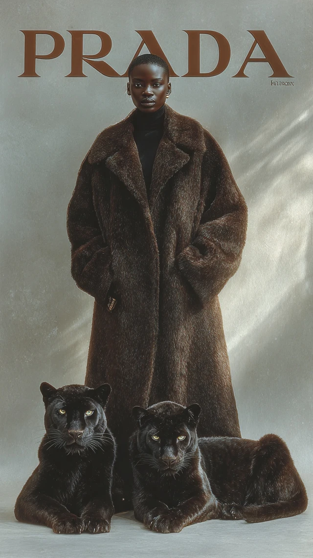 Prada Fashion Black Panther Woman Luxury Photo