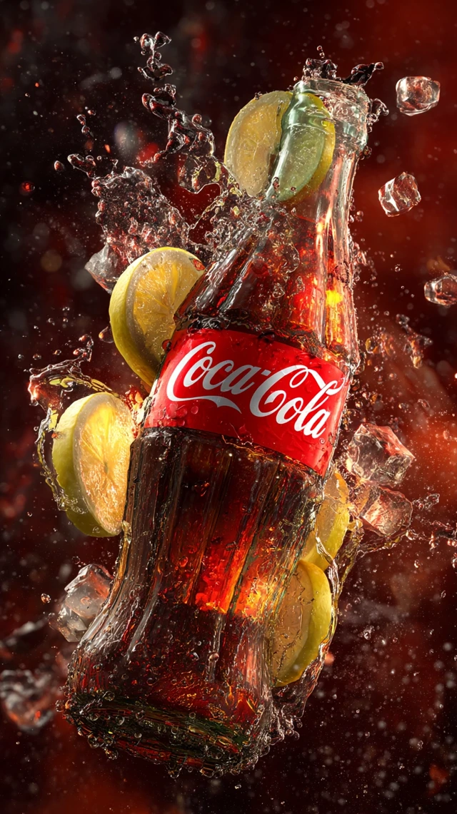 Coca Cola Refreshing Drink with Ice and Lemon Summer Vibes