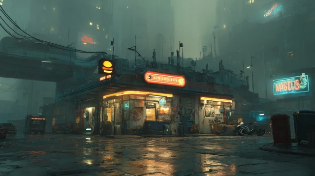 Cyberpunk City Street Scene WLOP Art