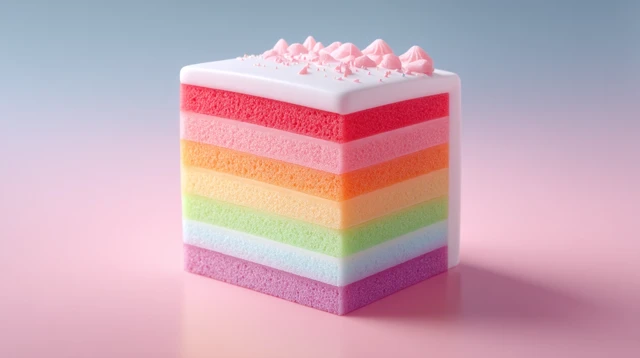 Rainbow Cake Slice for Promotions or Backgrounds