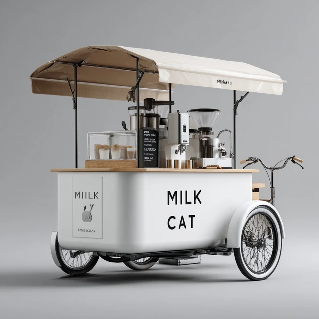 Modern White Milk Cat Coffee Cart Design