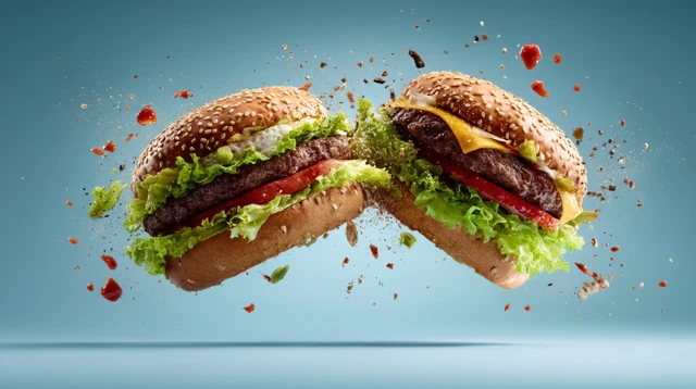 Burger Clash Mid Air Food Photography