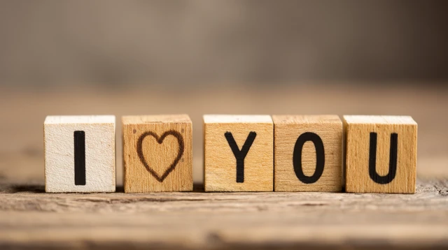 I Love You Wooden Blocks Romantic Flat Lay