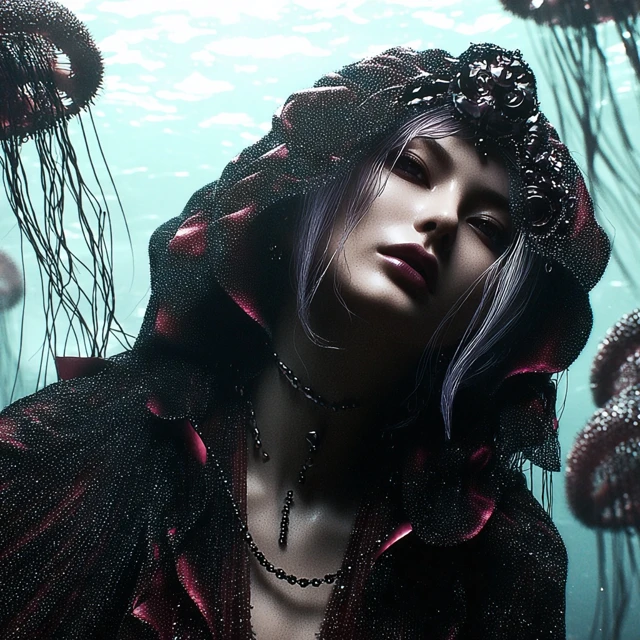 Hyper Realistic Jellyfish Queen Underwater Scene