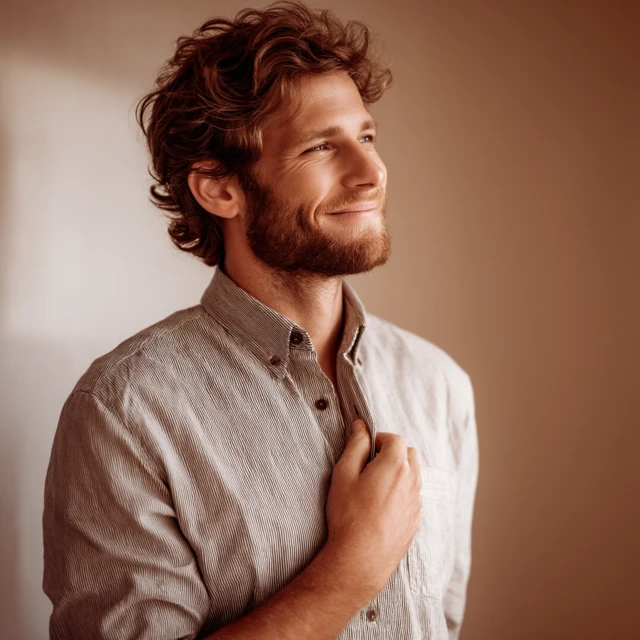Shy Man Smiling Portrait Illustration