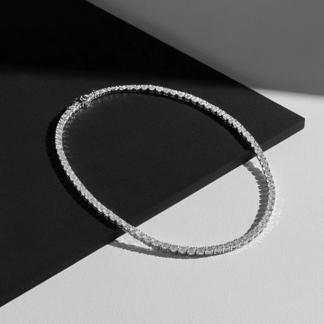 White Gold Diamond Tennis Necklace - Luxury Jewelry