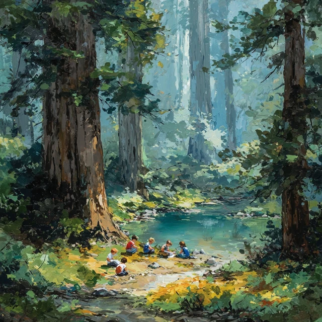 Homeschooling in the Redwood Forest Art