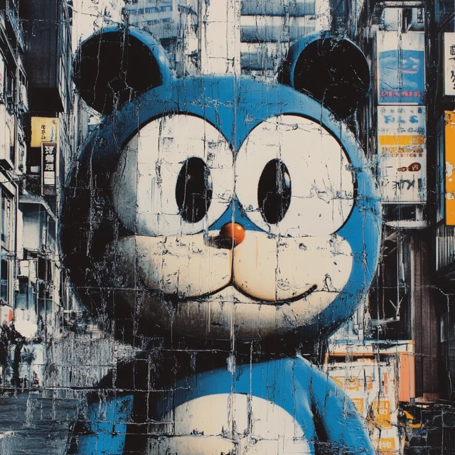 Psycho Blue Doraemon Art Print