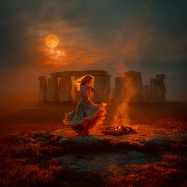 Norse Pagan Ritual Dance Stonehenge Full Moon