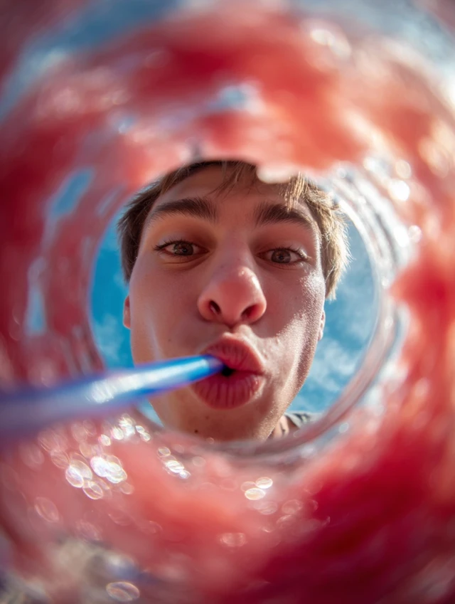 Watermelon Drink Portrait Young Man Summer Refreshment