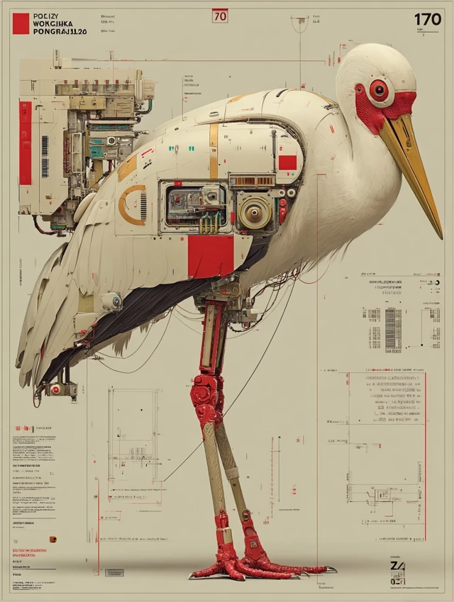 Robotic Stork in Polish Colors: Art and Technology