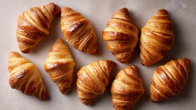 Fresh Baked Croissants Golden Brown Bakery