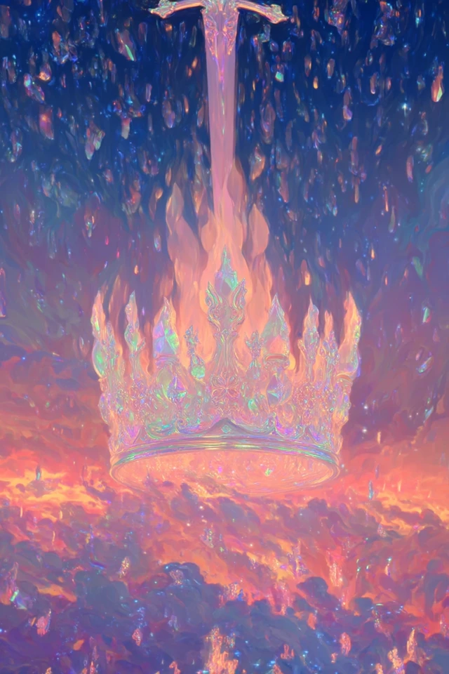 Fire Crown and Sword Art Fantasy Illustration
