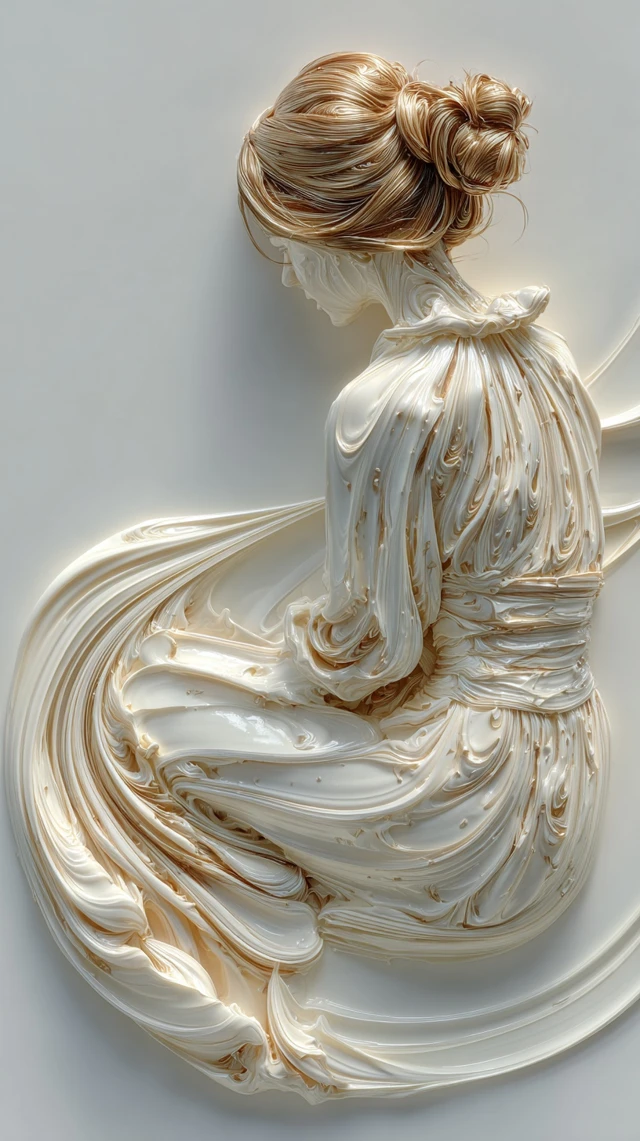 Editorial Fashion Art Cream Liquid Female Figure