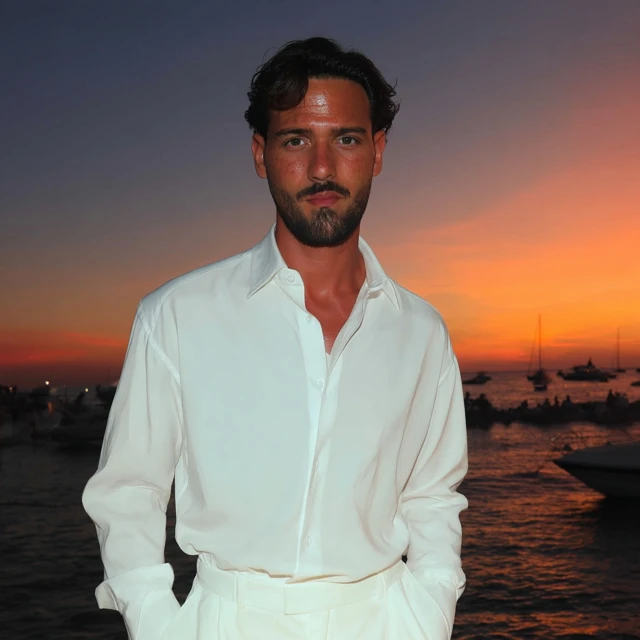 Fashion Model on the Beach at Sunset
