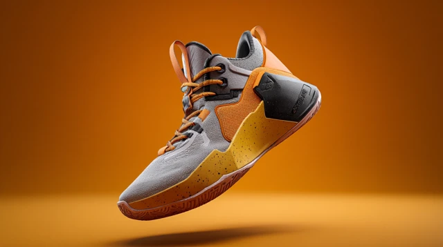 Basketball Shoe Orange and Gray High Detail 8K