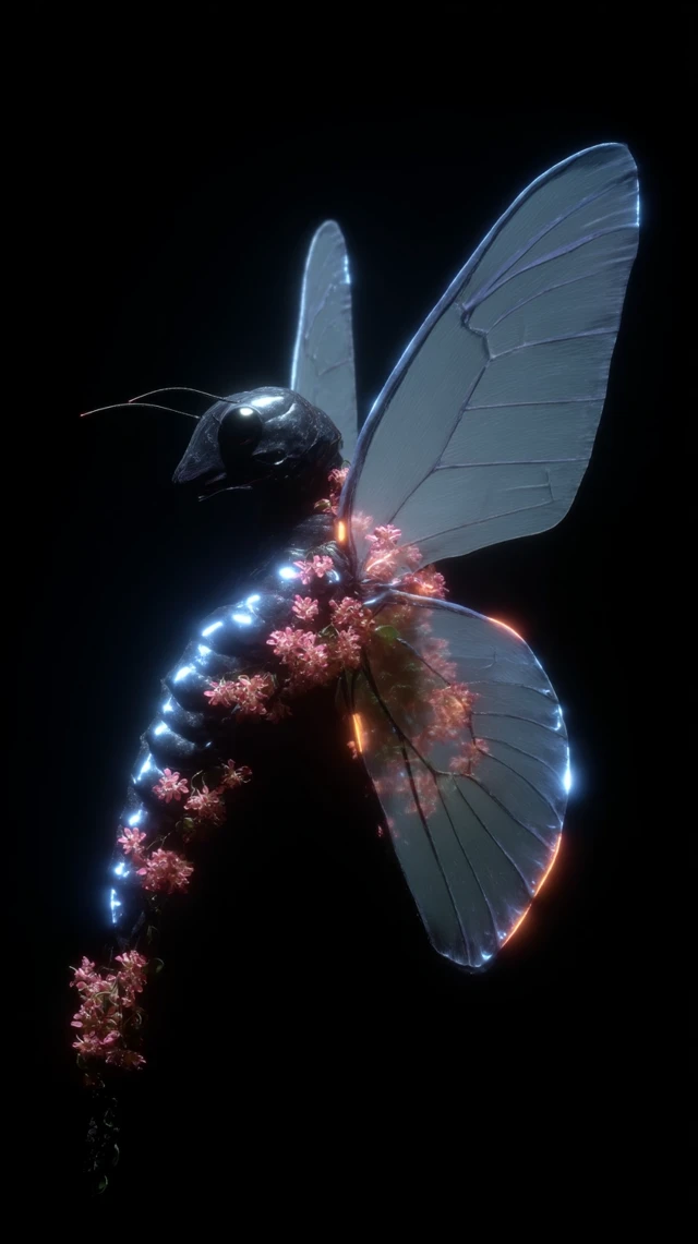 Neon Extinct Butterfly Digital Art
