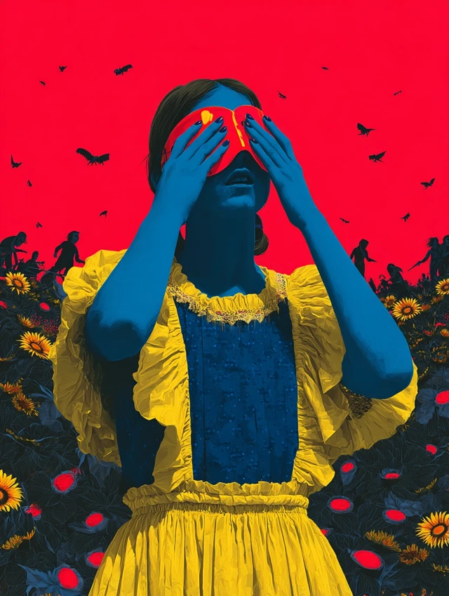Horror Illustration Woman Red Mask