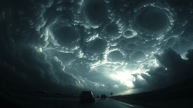 Surreal Cloudscape Ringed Sky Light and Shadows