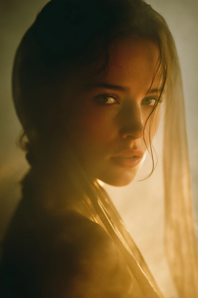 Mysterious Woman in Mist Cinematic Portrait