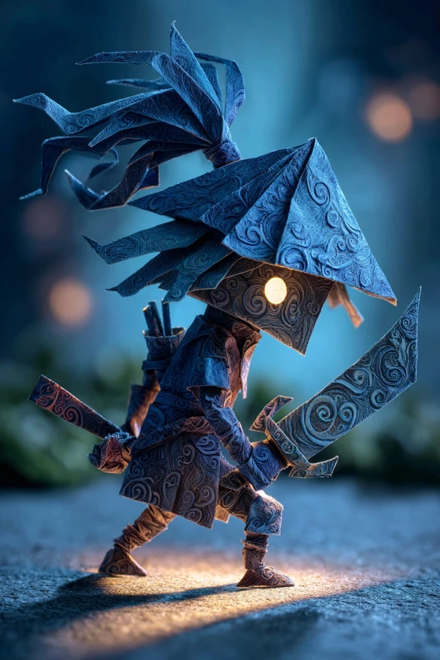 Origami DnD Adventurer Paper Figure Silhouette Art